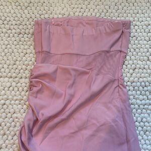 Strapless Ruched Maxi Dress in Dusty Rose